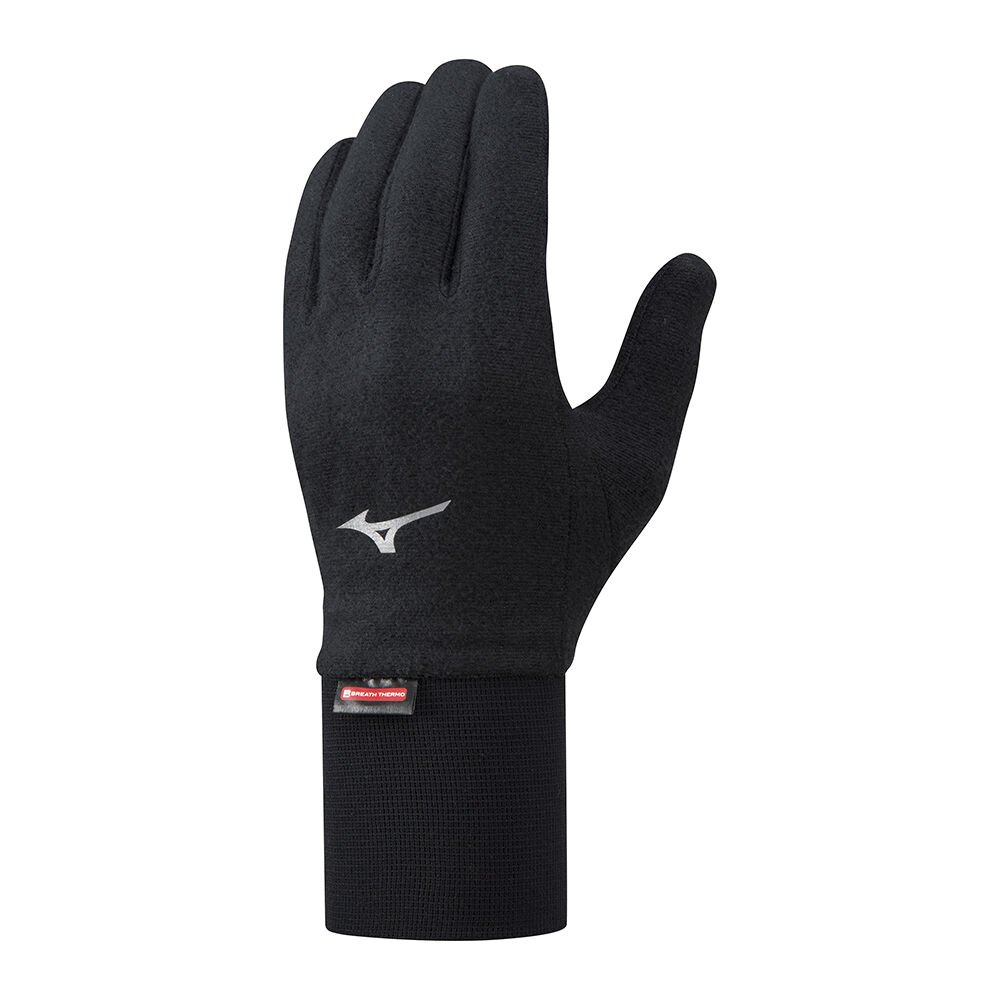 Mizuno Breath Thermo Mid Weight Fleece - Bayan Eldiven - Siyah Türkiye (FTZCQE-978)